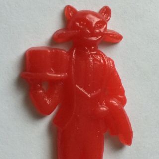 4 Vintage Fox Cat Philadelphia Sheraton Tuxedo Waiters Red Plastic Stir Sticks