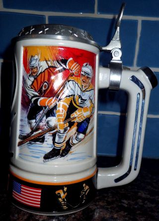 1998 Budweiser Bud Light NHL Pittsburgh Penguins Lidded Beer Stein 4