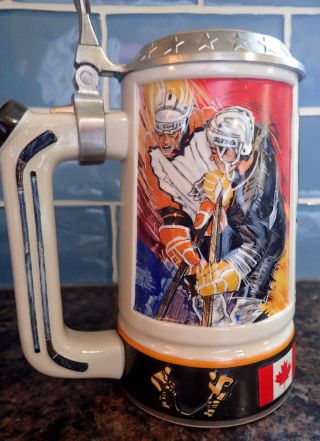 1998 Budweiser Bud Light NHL Pittsburgh Penguins Lidded Beer Stein 5