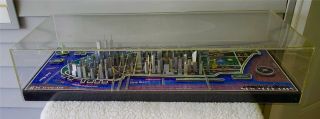 Acrylic Display Case W/4 D Cityscape Of Manhattan York Detailed W/models Wow