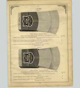 1890 Paper Ad 4 Pg Keen Kutter Axe Axes Yankee Northwestern Kentucky Stockton,