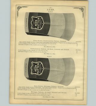 1890 PAPER AD 4 PG Keen Kutter Axe Axes Yankee Northwestern Kentucky Stockton, 2