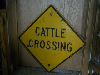 Yellow & Black Cattle Crossing Heavy Metal Sign 24 " X 24 " Cow Crossing Sign