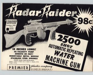 1953 Paper Ad Toy Premier Plastics Company Radar Raider 18 " Long Machine Gun