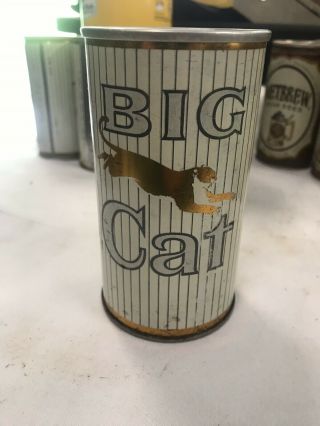 Big Cat Steel Beer Can.  Unusual With Gold Cat And Silver Lettering Plain Top