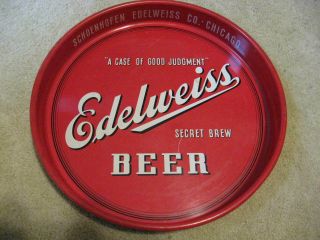 Vintage Edelweiss 13 " Metal Serving Beer Tray