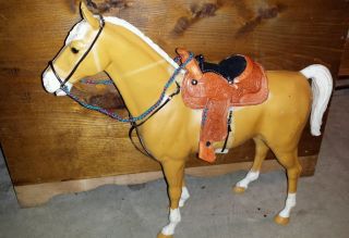 Johnny West Marx Horse Tooled Western Saddle Set Bridle Usa Made