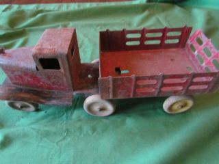 Vintage Girard Metal Truck & Trailer - Wooden Wheels - 10 Inches Long