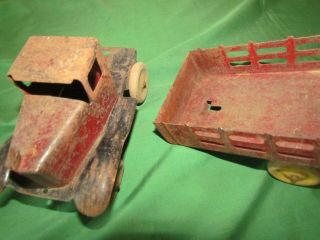 Vintage Girard Metal Truck & Trailer - Wooden Wheels - 10 Inches Long 4