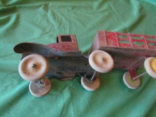 Vintage Girard Metal Truck & Trailer - Wooden Wheels - 10 Inches Long 5