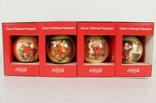 Coca Cola Complete Set 1976 Classic Christmas Ornaments - Corning Glass