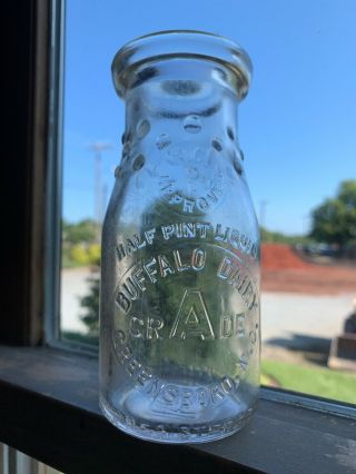 Old Buffalo Dairy Greensboro,  Nc Embossed Half Pint.  Milk Bottle Hard To Find