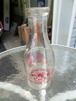Vintage Wayside Farms Dairy Milk Bottle Orange Conn