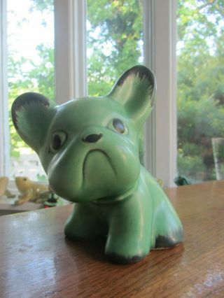 French Bulldog Ceramic Sitting Green