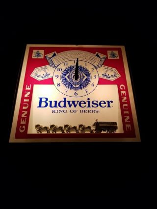 Vintage Budweiser Beer 3d Clydesdales Lighted Clock 2