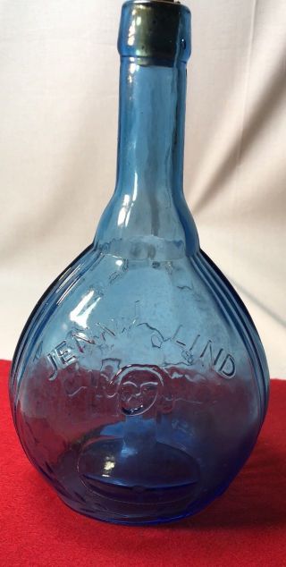 Jenny Lind Bottle Blue,  900 Ml.  Empire Glass.  Empty.
