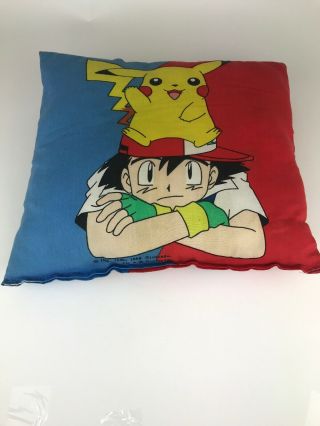 Vintage Rare Nintendo Pokemon Pillow 1998 Ash Pikachu Eevee Snorlax Red Blue