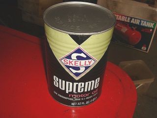 VINTAGE SKELLY SUPREME ADVERTISING MOTOR OIL GAS CAN 1 Qt CAN AR 2