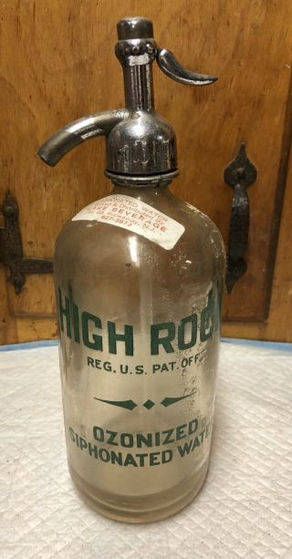 Vintage High Rock Water Co.  Seltzer Bottle Rockaway Nj