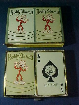 1950s Reddy Kilowatt Electric Co Double Deck Of Advertising Playing Cards