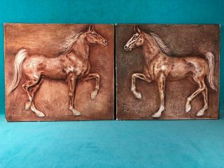 Alice Cranston Fenner Bas Relief Horse Plaques Dated 1943,  1946