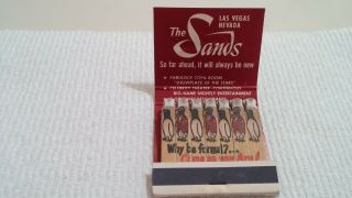 Vintage Feature Matchbook The Sands Casino Las Vegas Nv Full Unstruck