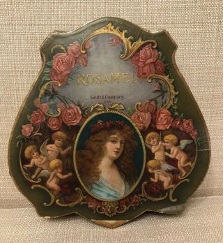 Antique Art Nouveau Rosamel Toilet Soap Box Lithograph Advertising Woman Cherubs