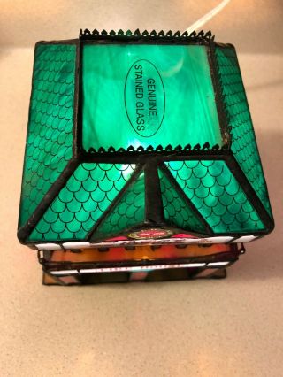 1998 Franklin Coke Coca - Cola Lighted Stained Glass Fire House 6