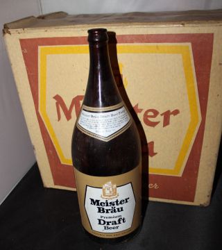 Vintage Meister Brau 6 Half Gallon Bottles And Case