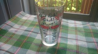 Vintage Large Good Luck Mixer Glass With Drink Instructions 5 3/4 "