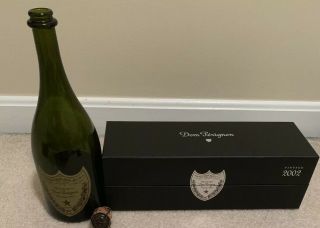 Don Perignon Champagne Vintage 2002 Empty Bottle (with Cork),  & Box