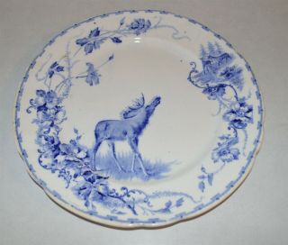 Early 1900 Era Antique Porcelain Plate Bull Moose & North Woods Göteborgs