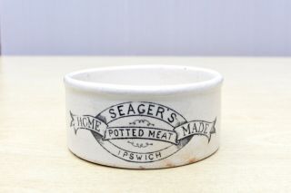 Vintage C1900s R Seager Ipswich Potted Meat Tongue Bloater Paste Pot Jar