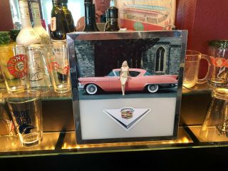 Retro Classic Car Americana Sign: Cadillac Retro Pinup Girl Lighted Sign -