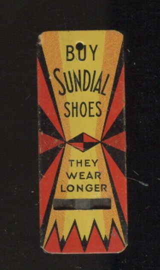 Tin Litho Toy Whistle Advertising Sundial Shoes,  They Wear Longer