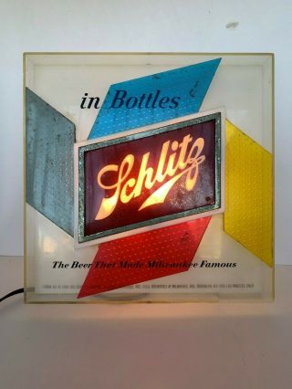 Schlitz Beer Advertising Lighted Sign - Circa 1955