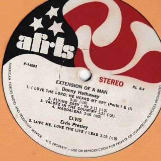 RARE Armed Forces AFRTS LP Elvis Presley “Elvis” & Donny Hathaway “Extensions” 2