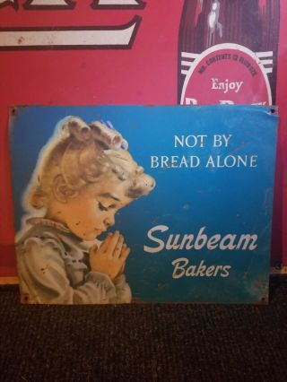 Vintage Old Sunbeam Bread Metal Sign Gas Oil Advertising Grocery Garage