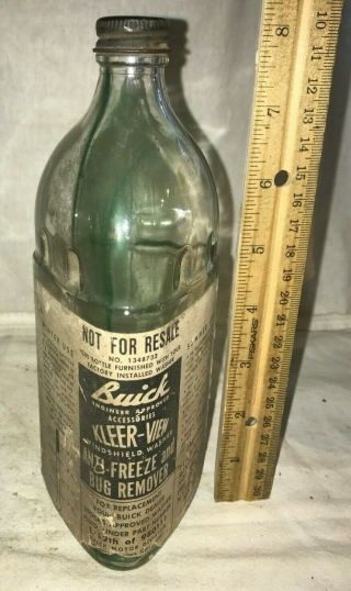 Antique Buick Kleer View Anti Freeze Bug Cleaner Bottle Tin Lid Motor Car Washer