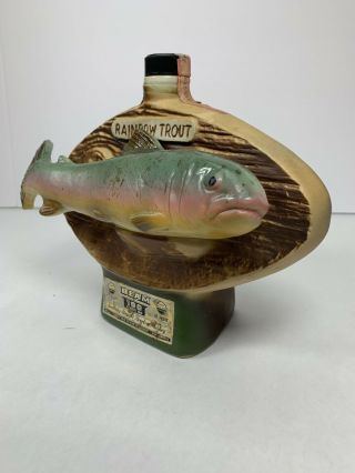 Vtg Jim Beam Bottle Decanters Rainbow Trout Fresh Water Fishing Hall of Fame 4