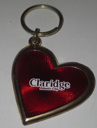 Casino Memorabilia Claridge Hotel Atlantic City Nj Keychain Heart Red/gold