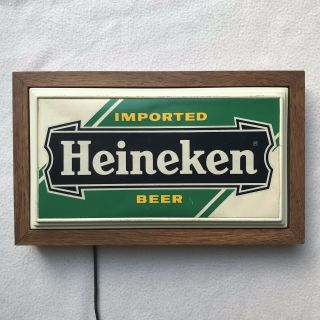 Vintage Heineken Light Up Wood Sign