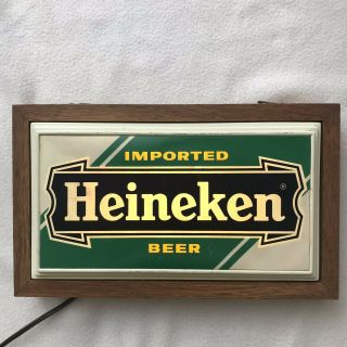 Vintage Heineken Light Up Wood Sign 4