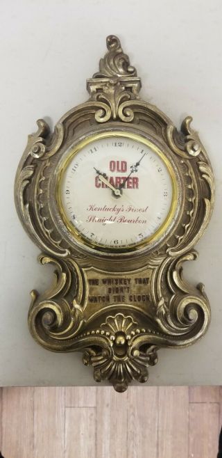 Vintage Old Charter Kentucky Bourbon Wall Clock Advertisement Circa 1950’s