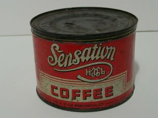 Vintage Sensation Brand Coffee Tin Advertising H.  D.  Lee Mercantile Salina,  Kansas
