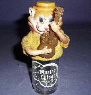 Vintage Top Cat Playing Guitar Bottle Topper Advertising Delagar Musical Cologne