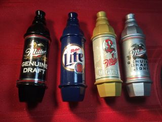 4 Miller Beer Tap Handles : Lite,  Draught Lite,  Draught,  High Lt