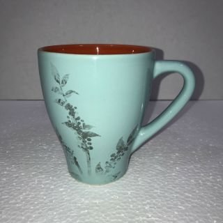 Starbucks 2006 Mug Coffee Bean Plant Leaves Light Blue Coral Coffee Tea Cup