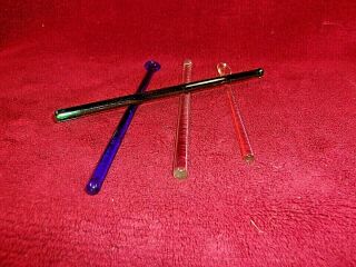4 Vintage Glass Swizzle/stir Sticks