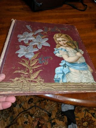 Antique Victorian Scrapbook Aprox.  200 Trade Cards,  Die Cuts,  Illustrations